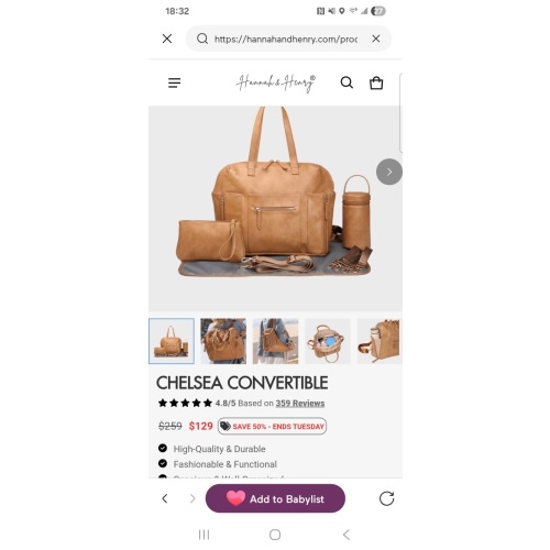 Chelsea Convertible Diaper Bag | Backpack to Tote | Vegan Leather Designer Baby Bag | Hannah and Henry