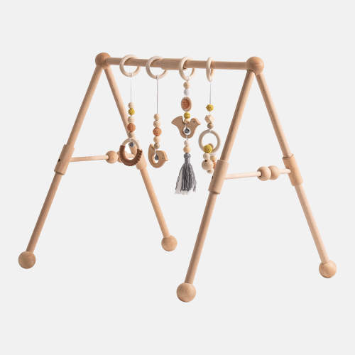 ROBUD Wooden Baby Gym with 4 Toys