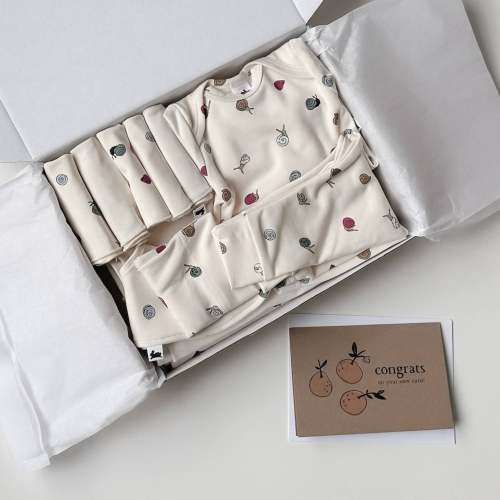 Bamboo Baby Capsule Gift Box - Ditsy Snails & Cream | Little & Lively