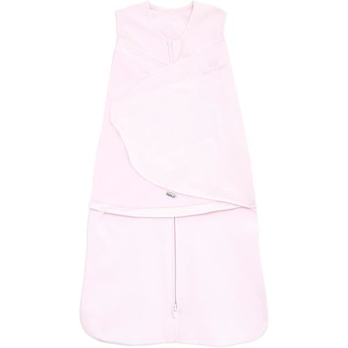 HALO 100% Cotton Sleepsack Swaddle, 3-Way Adjustable Wearable Blanket, TOG 1.5, Soft Pink, Small, 3-6 Months