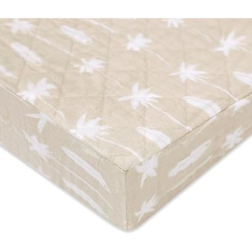 Babyletto 100% Quilted Organic Cotton Changing Pad Cover, GOTS-Certified, Fitted 360°, Ultra-Soft and Breathable Muslin - Beach Bum
