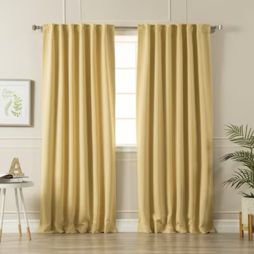 Best Home Fashion 84-in Sunlight Blackout Back Tab Curtain Panel Pair SOLID-84-SUNLIGHT at Lowes.com