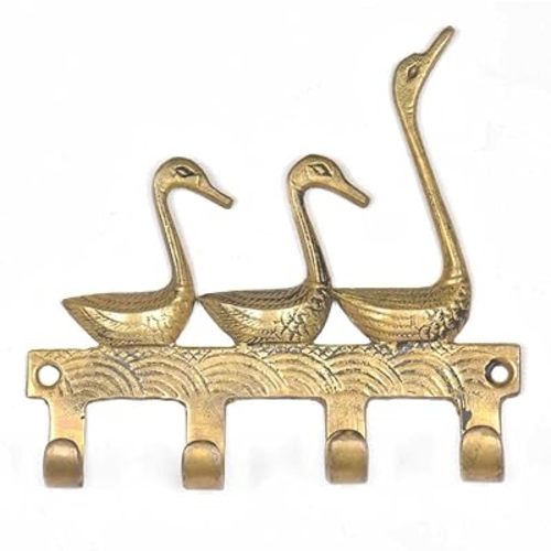 Indian Shelf Animal Goose Wall Hooks for Hanging Brass Unique Vintage Gold Key Holder Decorative Backpack Hanger Farmhouse Duck Kids Towel Holder Geese Children Coat Hook Wall Mounted Nursery