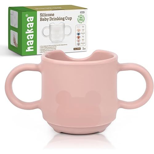 haakaa Silicone Toddler Cups, BPA Free Drop-Proof Training Cups for Baby 6 Months+, 5 Ounce (Blush)