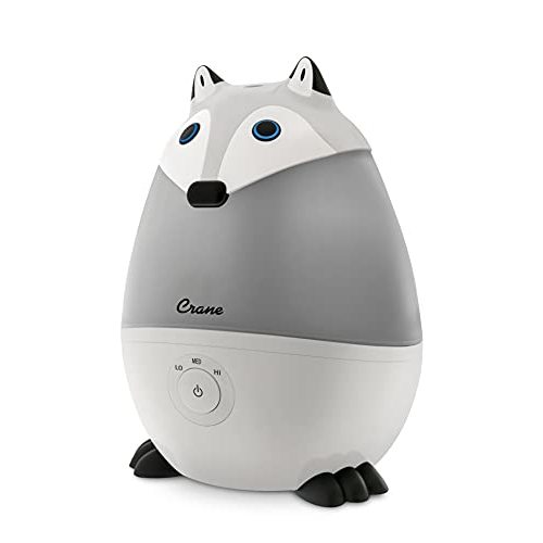 Crane Adorables Ultrasonic Mini Humidifiers for Bedroom and Baby Nursery, 5 Gallon Cool Mist Air Humidifier for Large Room or Kid's Room, Humidifier Filters Optional, Silver Fox
