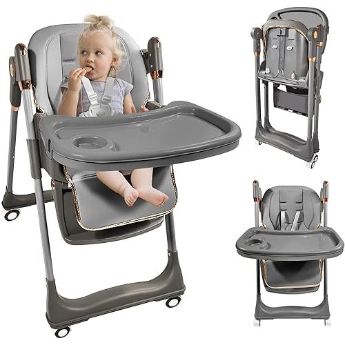 High Chairs for Babies and Toddlers with 360 Degree Rotatable Wheels,6 in 1/3 in 1 Foldable and Portable Children's High Chair,Suitable for Babies of All Ages to Grow Up