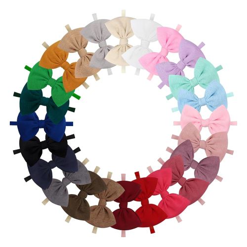 YanJie 24PCS Baby Girls Headbands 4.5’’ Baby Bow Hair Bows for Newborn Infant Toddler Kids Girl Hair Accessories Super Soft Nylon Hairwarp