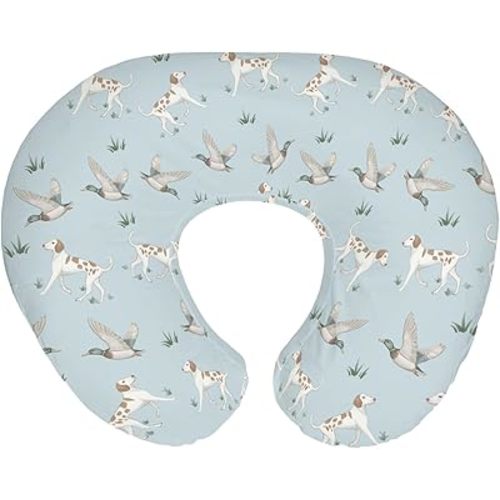 Green Mallard Ducks Dogs Nursing Pillow Covers for Boy Girl Wild Duck Hunting Nursery Feeding Pillowcase for Breastfeeding Pillows Outdoor Duck Hunter Soft Stretchy Removable Covers for Newborn Infant