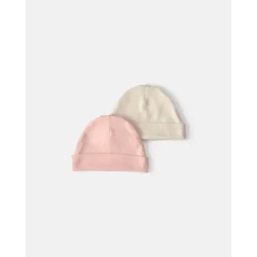Baby Girl 2-Pack Caps - Pink/Ivory | Carter's
