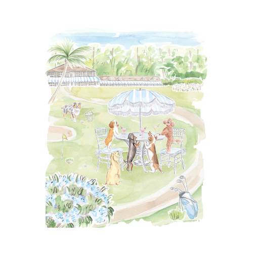 Nursery Art print Dogs playing golf // Jungle Print // Tropical print // Kids room // Nursery art