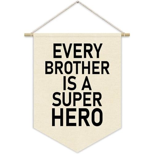 Boys Playroom Room Decor Canvas Banner，Every Brother Is A Super Hero,Nursery Decor Wall Decor For Boys Bedroom Toddler Decorations Teen Boy Room Decor Wall Hanging Pennant Flag Canvas Banner 15x11in