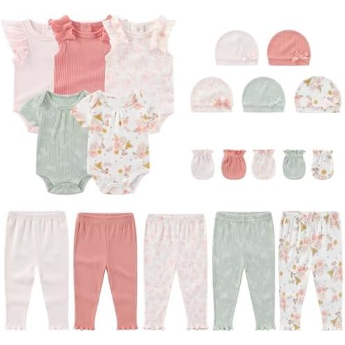 Newborn Layette Gift Set 20-Piece Cotton Baby Boy Girl Clothes Essentials and Accessories