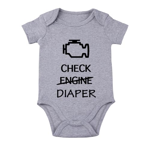 Check Engine Diaper Bodysuit - Baby Mechanic Outfit, Race Car Design, Funny