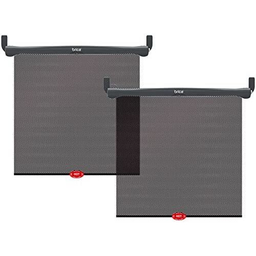 Munchkin Brica Sun Safety Car Window Shade with Heat Alert, Helps Block UVA/UVB Rays, 2 Pack, Black