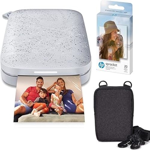 HP Sprocket Portable 2x3 Instant Color Photo Printer (Luna Pearl) Zink Paper Bundle