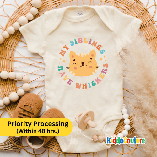 My Siblings Have Whiskers Onesies®, Retro Cat Lover Bodysuit, Cat Baby Gift Bodysuit, Baby Announcement Onesie®, Cat Sibling Baby Bodysuit