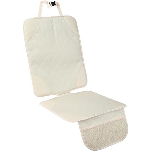 1 Pack Car Seat Protector for Child Car Seat Car Seat Covers Non-Slip Bottom 2 Mesh Pockets for Baby and Pet Beige
