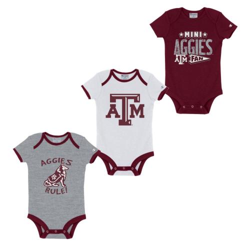 Youth Champion mar Texas A&M Aggies Infant Bodysuit 3PK