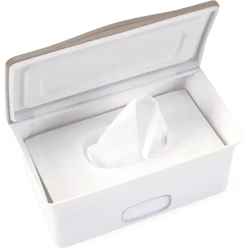 Ubbi Baby Wipes Dispenser with Weighted Plate and Secure Seal, Nursery and Baby Registry Essential to Keep Wipes Fresh, Taupe
