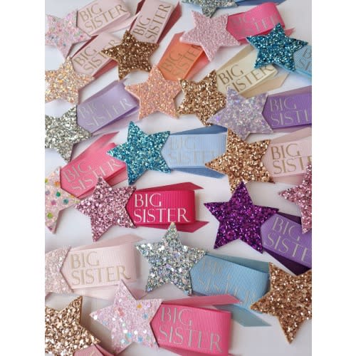 BIG / BEST SISTER Badge | New Sister Badge | Sibling Badge | Big Cousin | Glittery | Sparkle | Shooting Star | Gift | Keepsake | Handmade