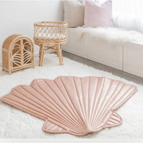 Vegan Leather Quilted Playmat Clam Shell - Rose Pink | 3 Little Crowns
