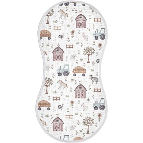 PYBUG Farm Animals 2 Pack Cotton Baby Burp Cloths Extra Soft Absorbent for Newborn Boys Girls,22 x 13 Inch - Farm Animals248 - 22 x 11 Inch x 2pcs