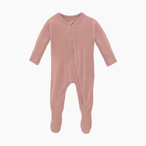 KicKee Pants Solid Footie with Zipper - Blush, 3-6 Months