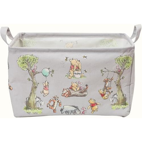 Storage Nursery Basket, Large Square Canvas Laundry Hamper With A Waterproof PE Coating, Foldable, for Kids, Boys and Girls, Bathroom and Bedroom Set, Clothes ,Toys Bin(Grey)
