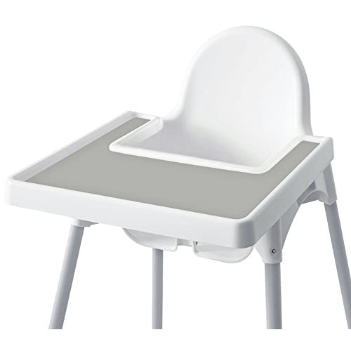 High Chair Placemat for IKEA Antilop Baby High Chair, Silicone Placemats, High Chair Tray Finger Foods Placemat for Girls, Babies, Toddlers (Light Gray)