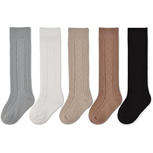 EPEIUS Baby Girls Boys Uniform Knee High Socks Tube Ruffled Stockings Infants and Toddlers (Pack of 3/5)