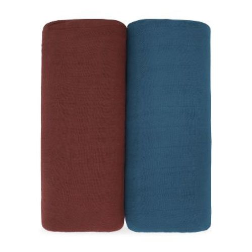 Muslin Swaddle Blankets Neutral Receiving Blanket For Boys And Girls By Comfy Cubs - Pack of 2 - Wine and Neptune