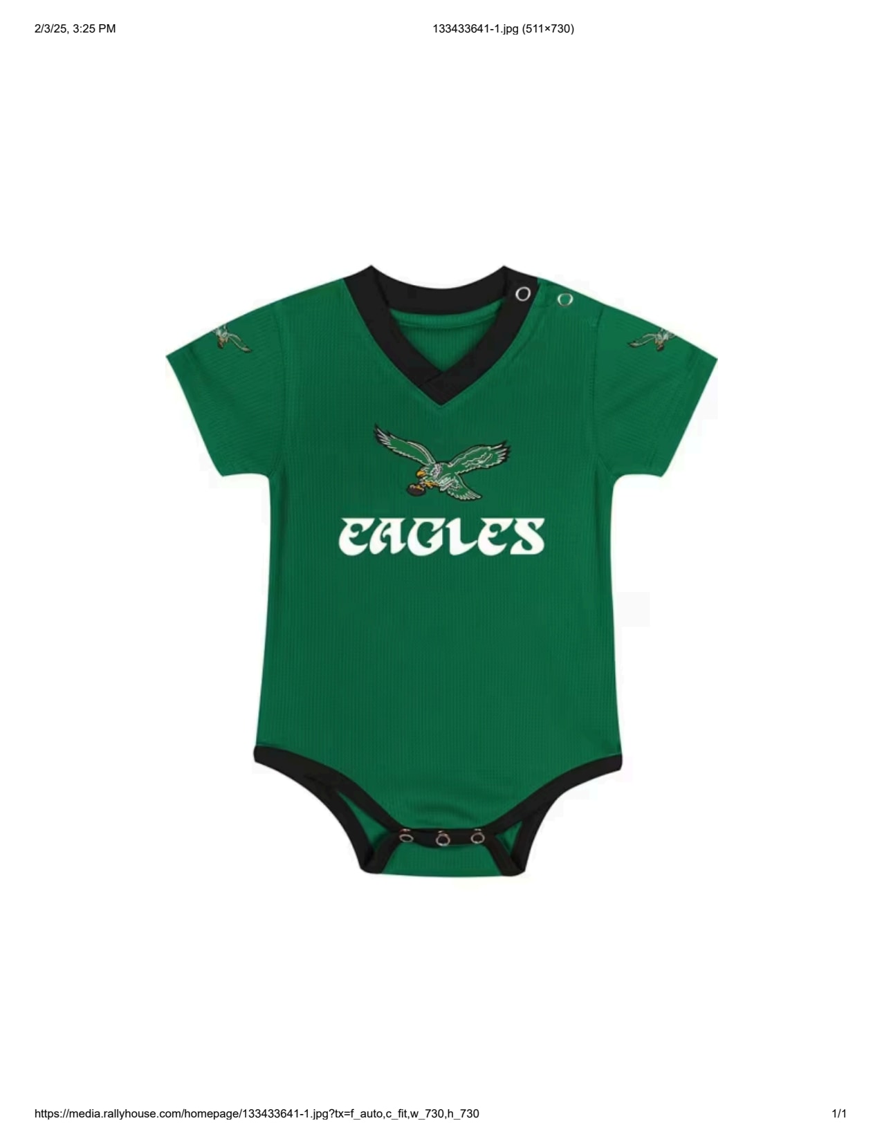 Philadelphia Philadelphia Eagles KELLYGREEN Baby Retro Team Captain One Piece