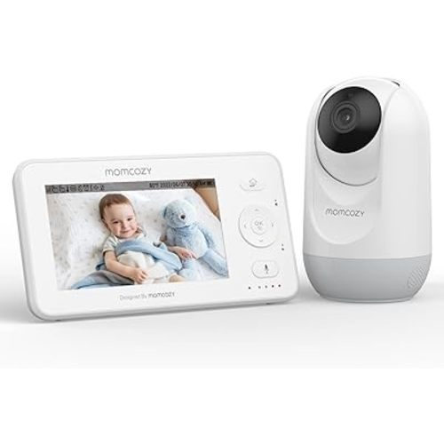 Momcozy Video Baby Monitor, 4.3" HD Baby Monitor with Camera and Audio Split Screen, No WiFi, IR Night Vision Long Battery Life 2-Way Audio VOX Pan/Tilt Zoom Lullabies Temperature Sensor Easy Setup