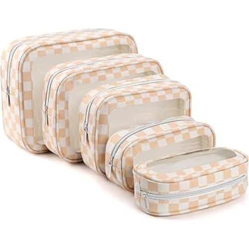 5PCS Diaper Bag Organizer Pouch Set, TSA Approved Toiletry Bag，Clear Waterproof TPU Makeup Bag Set Travel Organizer Bags for Women and Kids