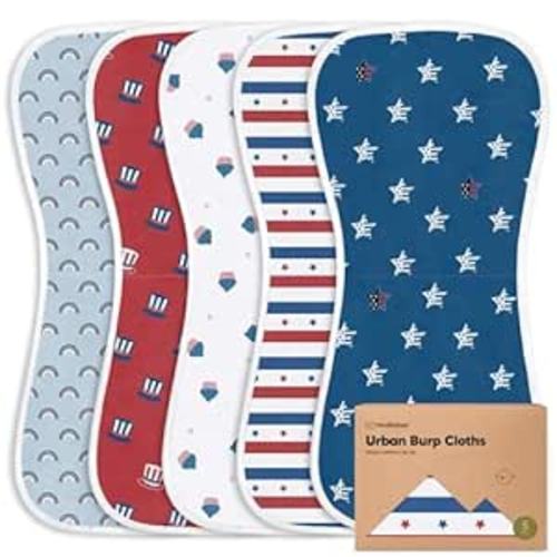 Amazon.com: Organic Burp Cloths for Baby Boys and Girls - 5-Pack Ultra Absorbent Burping Cloth, Burp Clothes, Newborn Towel, Milk Spit Up Rags, Burpy Cloth Bib for Unisex, Boy, Girl, Burping Rags (U.S.A) : Baby