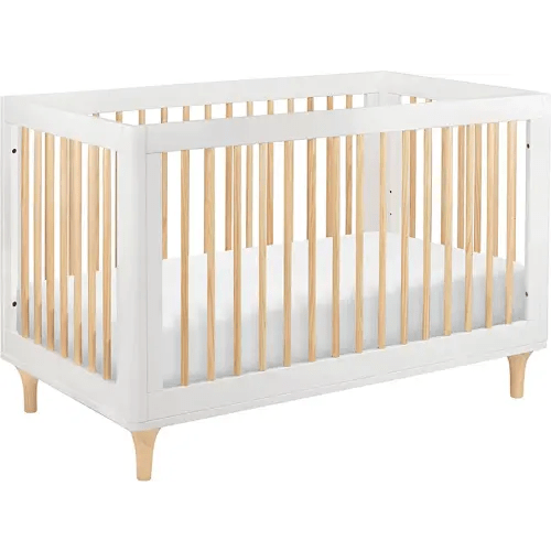 Babyletto Lolly 3-in-1 Convertible Crib in White and Natural, Greenguard Gold Certified