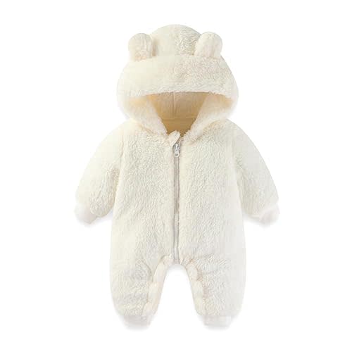 UVIPC Baby Newborn Bear Outfit Fleece Snowsuit Winter Clothes Hooded Jumpsuit Romper for Baby boy girl