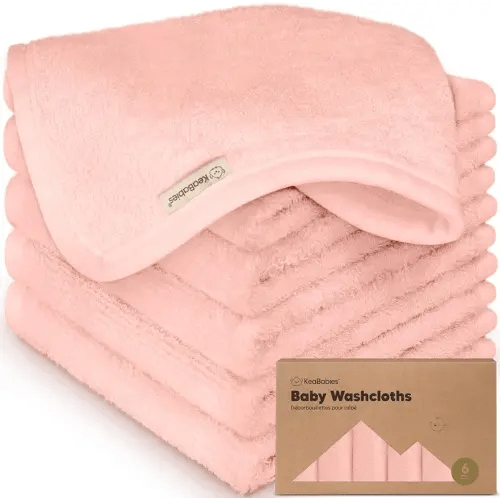 6-Pack Baby Washcloths - Soft Viscose from Bamboo Washcloth, Baby Wash Cloths for Newborn, Kids, Bath Baby Towels, Face Towel,Face Cloths for Washing Face(Blush Pink)