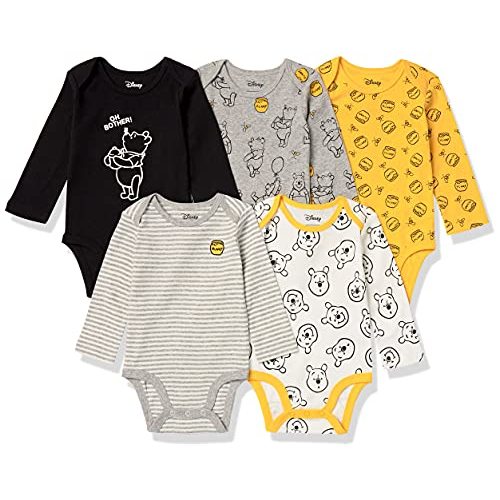 Amazon Essentials Disney | Marvel | Star Wars Unisex Babies' Long-Sleeve Bodysuits, Pack of 5
