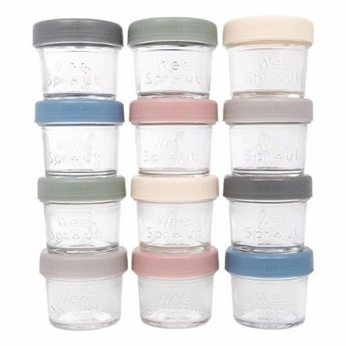 WeeSprout Glass Baby Food Storage Jars w/ Lids - 4oz, 12 Pack Set