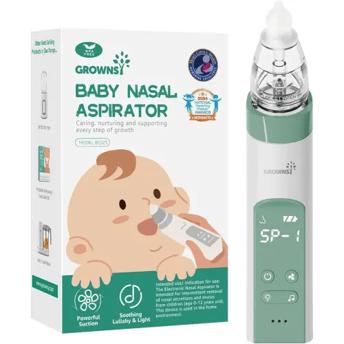 Amazon.com : GROWNSY Nasal Aspirator for Baby, Electric Nose Aspirator for Toddler, Baby Nose Sucker, Automatic Nose Cleaner with 3 Silicone Tips, Adjustable Suctions, Music and Light Soothing Function (Green) : Baby