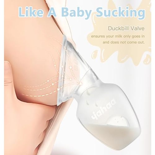2 Sets Manual Breast Pump for Breastfeeding Essentials,Colostrum Collector with Spill Free Valve,Cap,Silicone,Clear,4oz