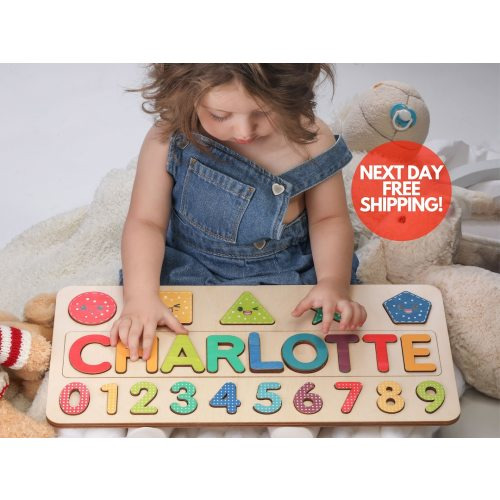 Wooden Name Puzzle | Gift for Kids | Name Puzzles for Toddlers | Montessori Baby Toys | First Birthday Gift | Baby Shower Gift