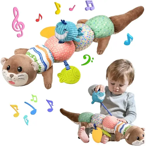TUMAMA Baby Toy 0-6 Months - Tummy Time Plush Otter Sensory Toy, a Great First Birthday Gift for Boys and Girls Aged 3-12 Months