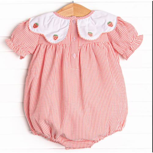 Strawberry Jam Stripes Embroidered Bubble, Red – Stitchy Fish
