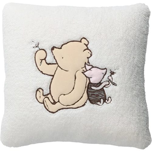 Lambs & Ivy Storytime Pooh Soft Faux Shearling Nursery Throw Pillow - Cream