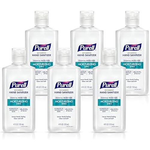 Purell 2in1 Moisturizing Advanced Hand Sanitizer Gel, 4 oz Portable Bottle with Flip-Top Cap (Pack of 6), 3498-04-EC