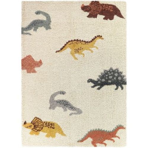 4'4"x6' Dinosaur Kids' Area Rug Cream - Balta Rugs: Playroom & Bedroom High Pile, Fade-Resistant, Pet Friendly