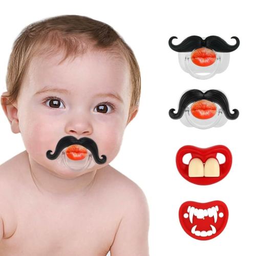 4pcs Kissable Mustache Pacifier, Funny Baby Pacifier, Pacifier 0-36 Months, Funny Gifts for Newborns