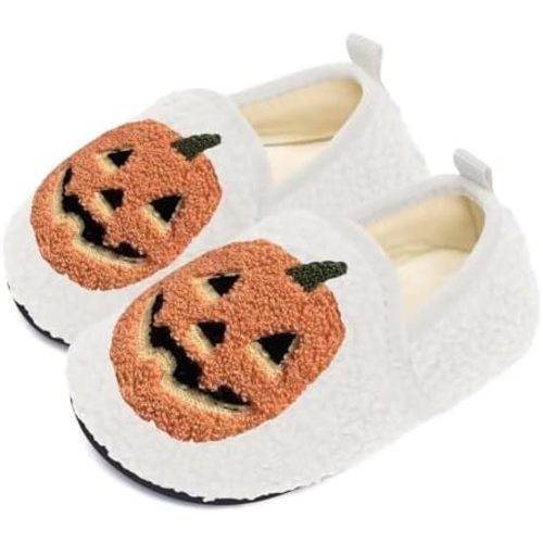 Kids Slippers Toddler Smile Face House Slippers Indoor Home Non-Slip Rubber Sole Shoes Warm Cozy Socks